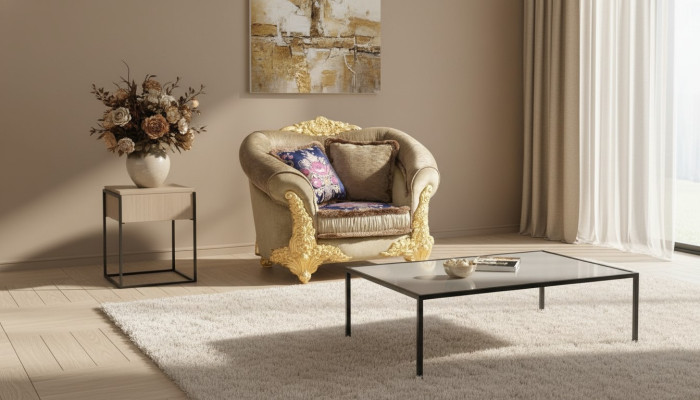 1 Fauteuil Design Art Déco 1 place Recouvert de tissu Club neuf Relaxation Tissu Salon