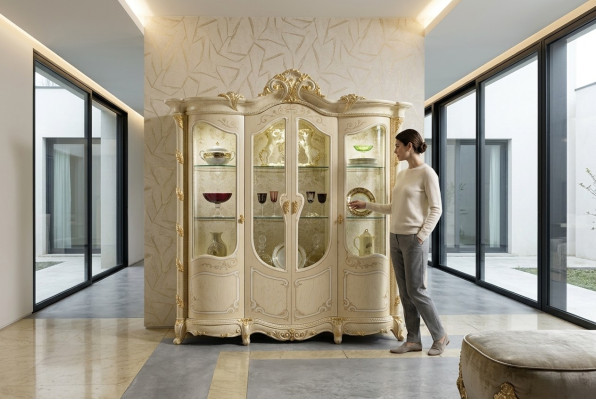 Armoire En bois massif Bahut Vitrine Salon Meubles En bois massif Vitrines en verre