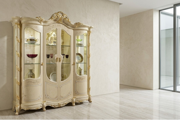 Armoire En bois massif Bahut Vitrine Salon Meubles En bois massif Vitrines en verre
