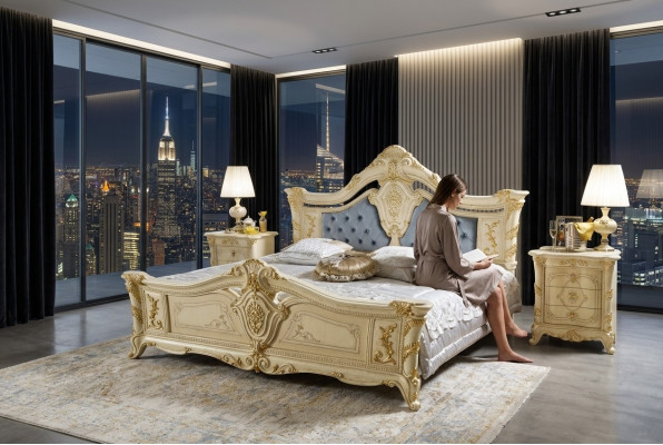 Design de meubles Meubles Italie Lit Meubles Lit double Bois naturel Chambre