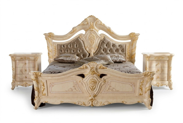 Conception de lits doubles de luxe pour hôtels en bois massif avec revêtement en tissu.