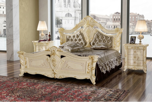Meubles design Lit moderne 2x Table de chevet Ensemble de chambre à coucher 3 pièces Luxe