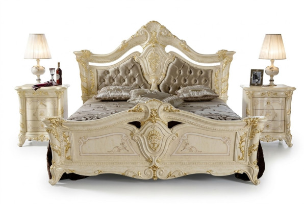 Meubles design Lit moderne 2x Table de chevet Ensemble de chambre à coucher 3 pièces Luxe