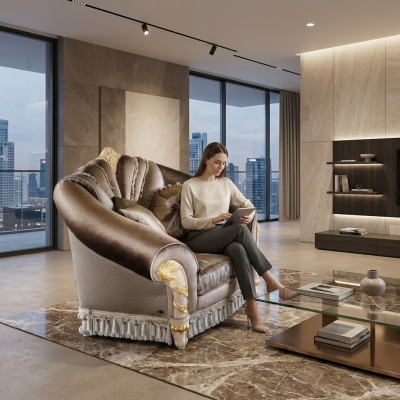 Rembourrage Détente Tissu Textile Salon Club Fauteuil d'appoint simple Mobilier neuf Fauteuil Design