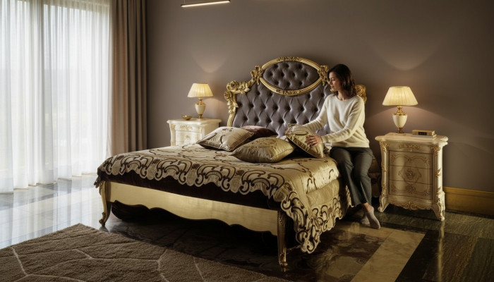 Lits de luxe Chesterfield de chambre d'hôtel de meubles baroques classiques nouveau