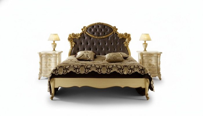 Lit Chambre Ensemble Conception Meubles Classique de Luxe Lits Nouveaux 2x Table de chevet 3 pièces.