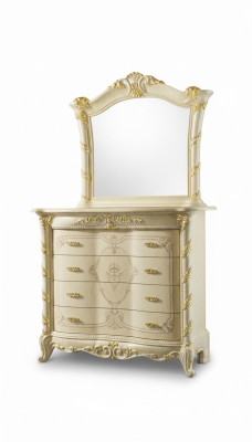 Ensemble de commodes de meubles italiens 2 pièces. Commode en bois massif avec buffet et miroir.