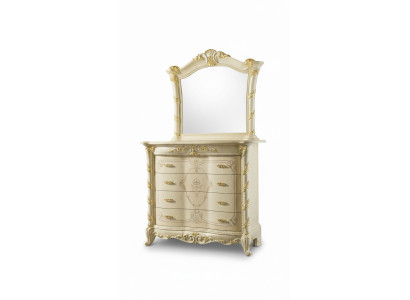 Ensemble de commodes de meubles italiens 2 pièces. Commode en bois massif avec buffet et miroir.