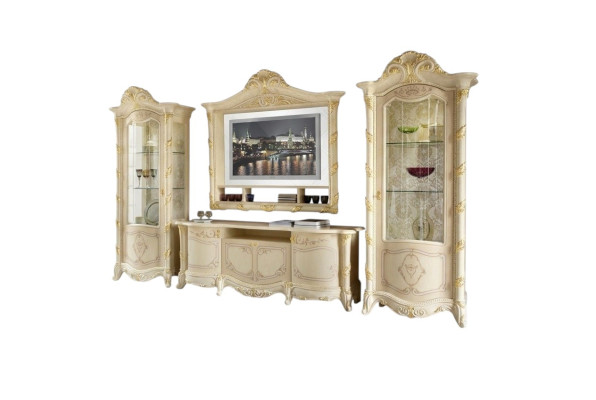 Cadre de télévision bas côté meuble de télévision bahut salon vitrine 2x 4 pièces. Ensemble Italie