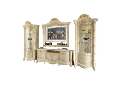 Cadre de télévision bas côté meuble de télévision bahut salon vitrine 2x 4 pièces. Ensemble Italie