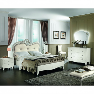 Ensemble complet Lit Table de chevet Commode Nouveau design Chambre à coucher 5 pièces. Chambre à coucher