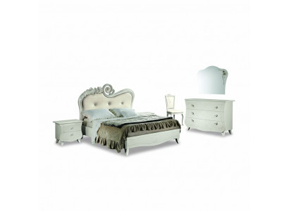 Ensemble complet Lit Table de chevet Commode Nouveau design Chambre à coucher 5 pièces. Chambre à coucher