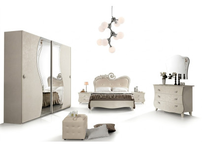 Ensemble complet de chambre à coucher Design Table de chevet Armoire Baroque Rococo de 6 pièces.