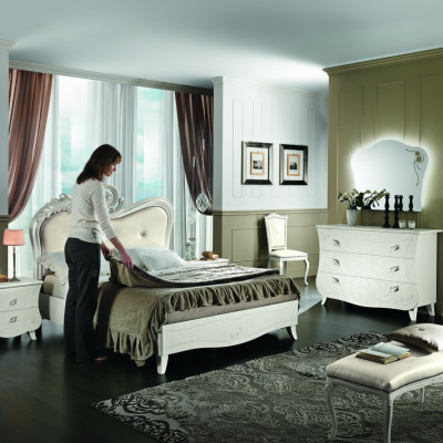 Meubles de design Lits de luxe classiques Nouveau lit 2x Table de chevet Ensemble de chambre à coucher 3 pièces