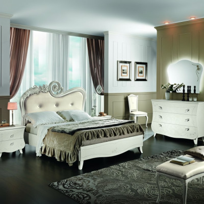 Meubles de design Lits de luxe classiques Nouveau lit 2x Table de chevet Ensemble de chambre à coucher 3 pièces