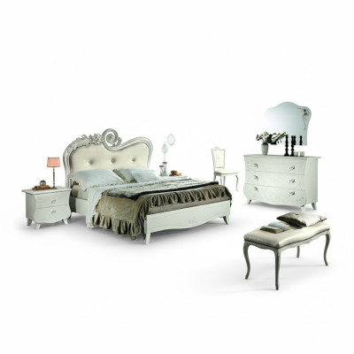 Meubles de design Lits de luxe classiques Nouveau lit 2x Table de chevet Ensemble de chambre à coucher 3 pièces