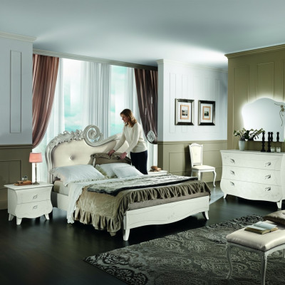 Classique lits de luxe Chesterfield meubles Chambre Baroque Hôtel Tissu