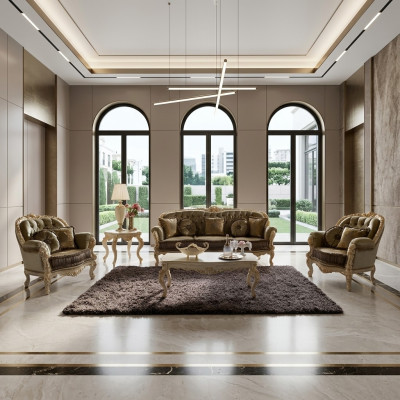 Ensemble de sièges 3+2+1 sièges Tissu d'ameublement italien Design Chesterfield