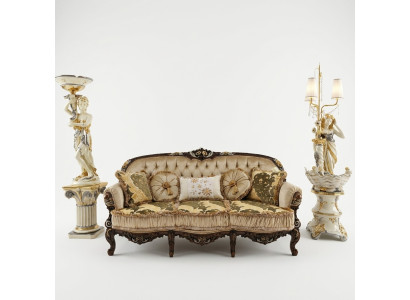 Canapé trois places Chesterfield en tissu classique R