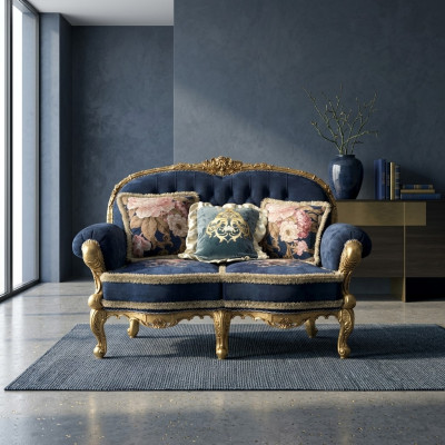 Chesterfield canapé 2 places Canapés Canapés Tissu en velours Meubles à deux places Neuf
