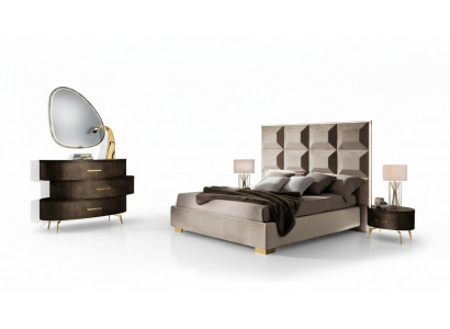 Ensemble de lit Design Lits classiques Table de chevet Commode 4 pièces. Chambre