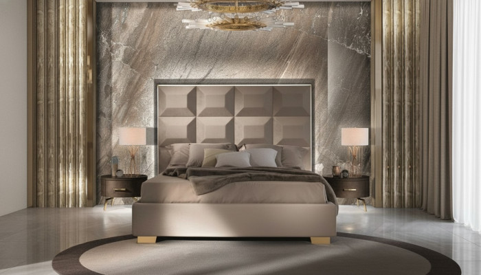 Conception Moderne Table de chevet de chambre de luxe Lits Lits 3pcs. Ensemble de chambre