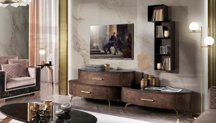 Ensemble de salon Design 2x Commode Étagère murale Unité murale Étagères Armoires 4pcs.