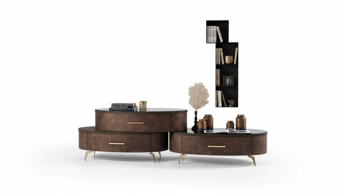 Ensemble de salon Design 2x Commode Étagère murale Unité murale Étagères Armoires 4pcs.