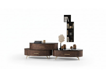Ensemble de salon Design 2x Commode Étagère murale Unité murale Étagères Armoires 4pcs.