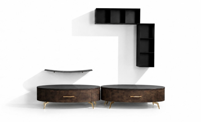 Salon Étagère Ensemble 4 pièces. Unité murale Design Armoire de garde-robe Meuble TV Buffet Latéral.