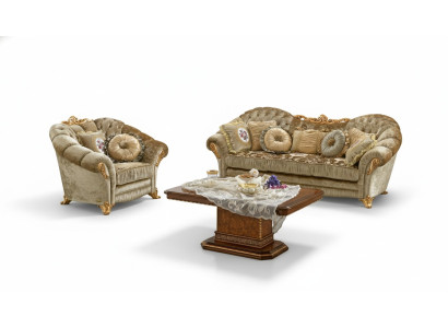 Conception Canapés rembourrés Textile Relax Suite Moderne Beige Ensemble 3+1 places