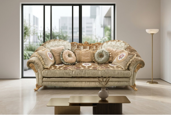 Baroque Rococo Canapé 3 places Canapé en textile Canapés Design de luxe Meubles italiens