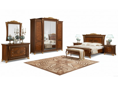 Baroque Rococo Ensemble de luxe Lits Ensembles Table de chevet Armoire 7 pièces Chambre