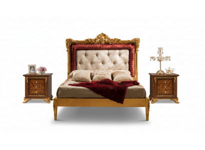Lit Chambre Ensemble de meubles Design Lits de luxe Nouveau mobilier baroque 2x table de chevet 3 pièces.