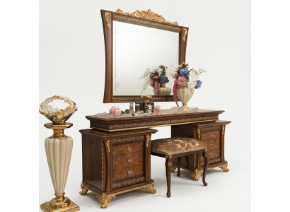 Coiffeuse avec miroir Console Commode Tabouret de chambre Complet