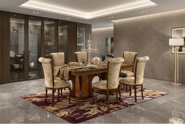 Ensemble de salle à manger comprenant 6 chaises, ensemble de salle à manger de style antique avec table de 7 pièces. Nouveau