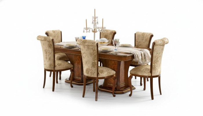 Ensemble de salle à manger comprenant 6 chaises, ensemble de salle à manger de style antique avec table de 7 pièces. Nouveau