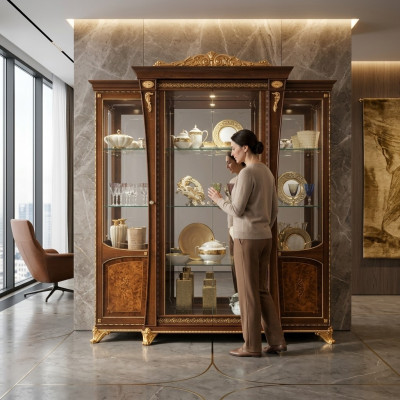 Vitrine Salle à manger Buffet en bois Armoires Meubles Buffet en verre Armoire