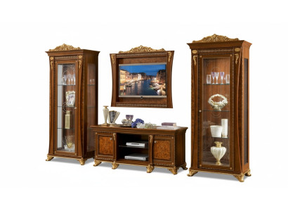 Ensemble de 4 pièces pour le salon - meuble TV, 2 vitrines, cadre en bois - groupe de luxe Suite Italie