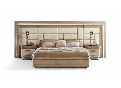 Meubles design Lits de luxe modernes Lit nouveau 2x Table de chevet 3 pcs. Ensemble de chambre