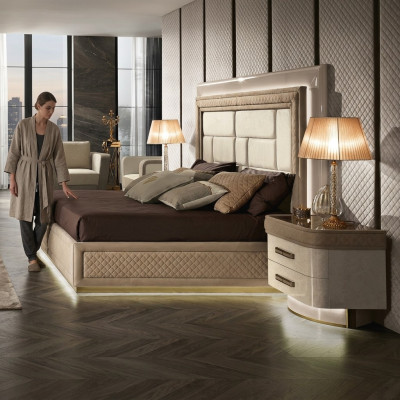 Chambre Consoles Table de chevet Table d'appoint Design moderne Mobilier Bois Beige neuf