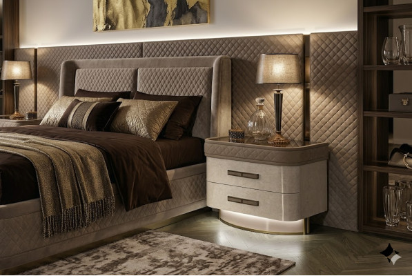 Chambre Consoles Table de chevet Table d'appoint Design moderne Mobilier Bois Beige neuf