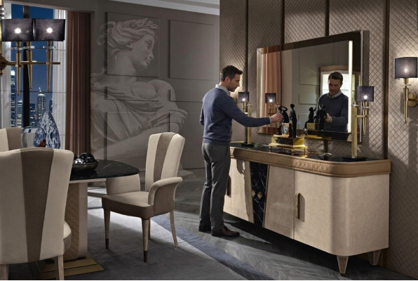 Mobilier Commodes Armoire Design de luxe Buffet 2 pièces. Commode avec miroir Console