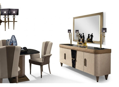 Mobilier Commodes Armoire Design de luxe Buffet 2 pièces. Commode avec miroir Console