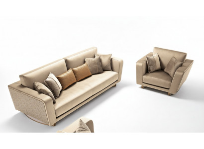 Ensemble de canapé 3 + 1 places Design Canapés Rembourrés Canapés en Cuir Détente Moderne Nouveau