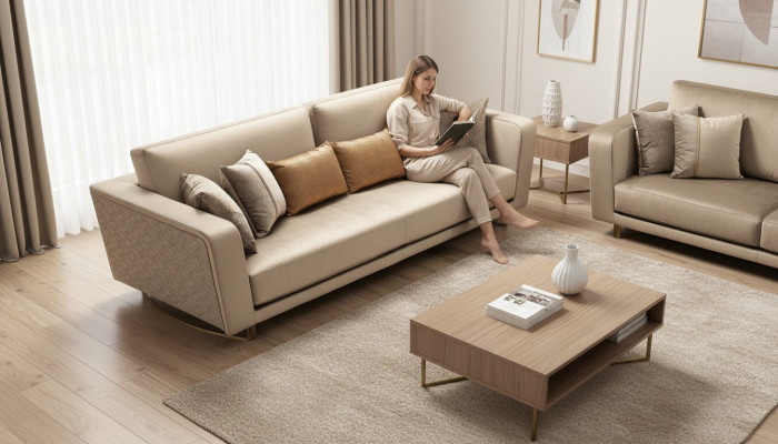 Canapé trois places rembourré de designer avec un design moderne pour le salon