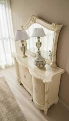 Commode Miroir Tabouret Ensemble complet Commode Chambre à coucher Mobilier 2 pièces Console neuf