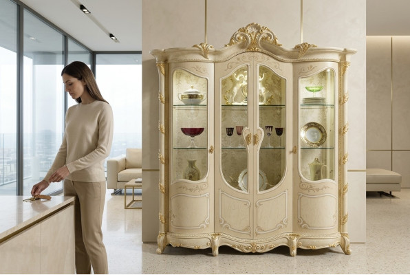 Armoire Vitrine Salle à manger Buffet en bois Armoires Mobilier Salon Buffet en verre