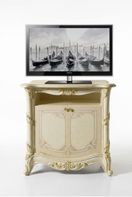 meuble TV de téléviseur Design de salon Étagère Bois Beige Étagères Bas Italie nouveau