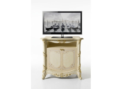 meuble TV de téléviseur Design de salon Étagère Bois Beige Étagères Bas Italie nouveau